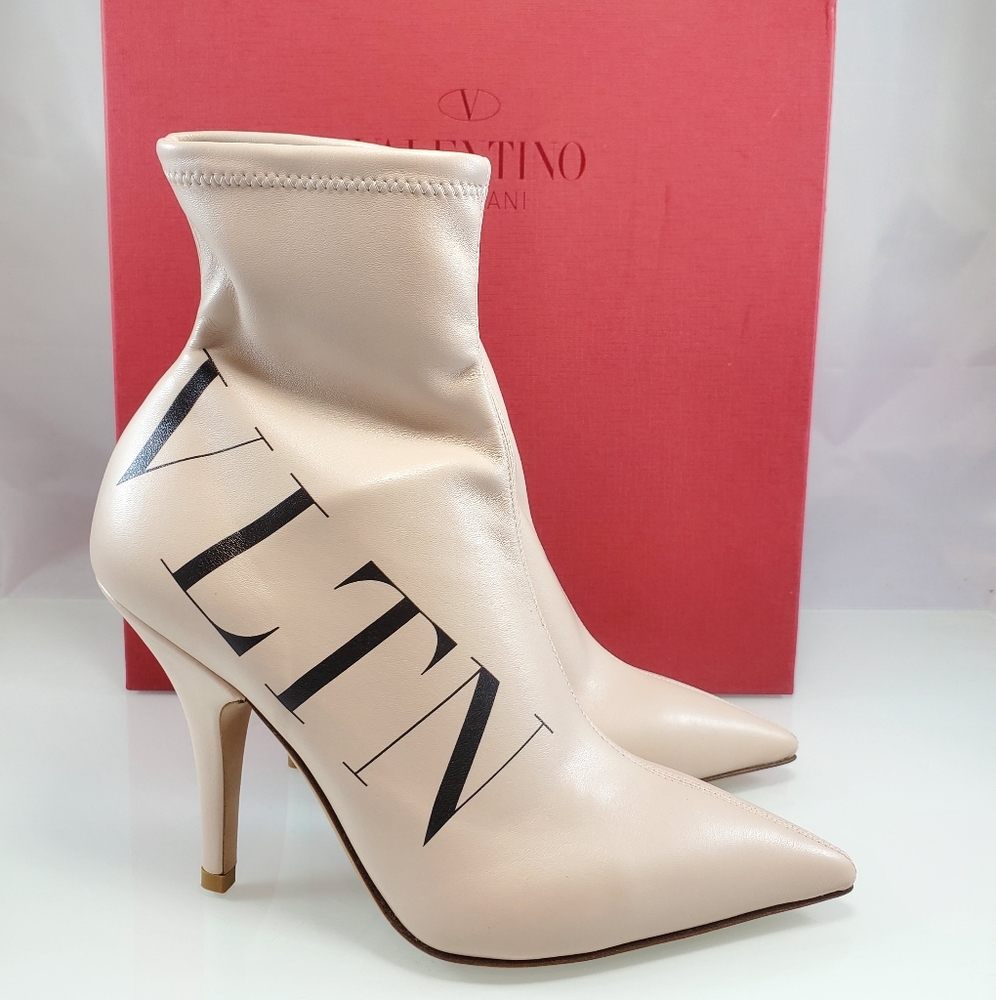 NWT$1000 Valentino Garavani VLTN Logo Eco-Leather Sock Bootie Boots - Picture 8 of 16